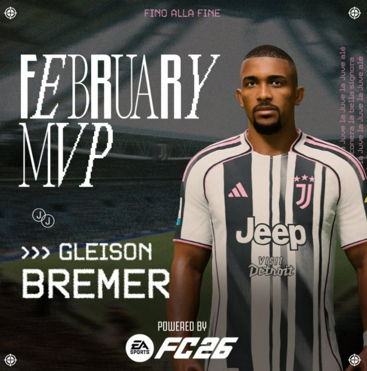 开云体育平台-对阵帕尔马梅开二度，尤文官方：布雷默当选队内2月最佳球员